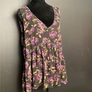 AEO Floral Sleeveless Top - Purple Floral, XL
